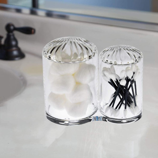 Rebrilliant Clear Acrylic Cotton Ball And Swab Holder Set, 2 Attached